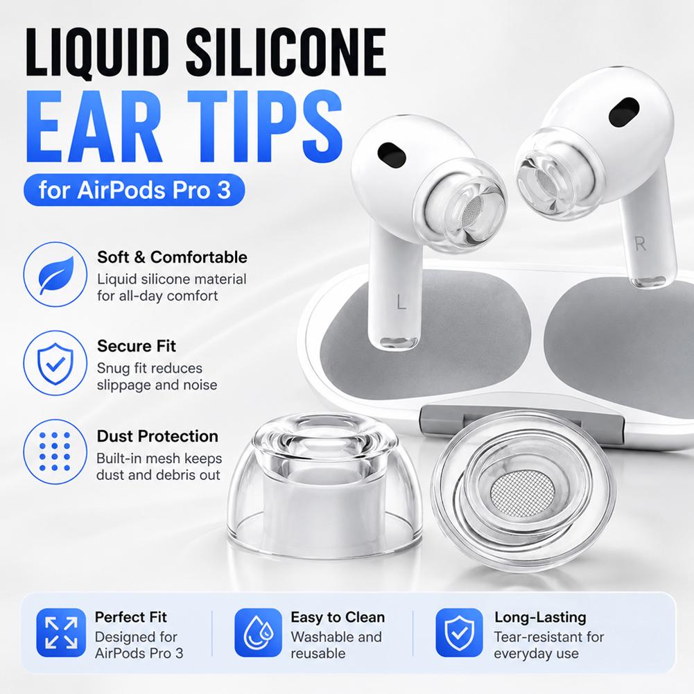 1/2/3Pairs Clear Liquid Silico - огляд і ціна Silicone Ear Tip Replacement